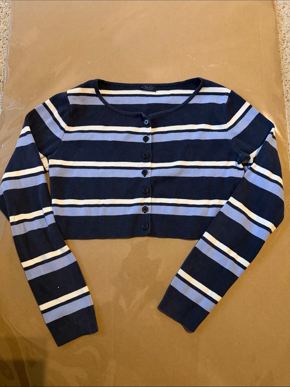 John Galt cropped striped button-down sweater